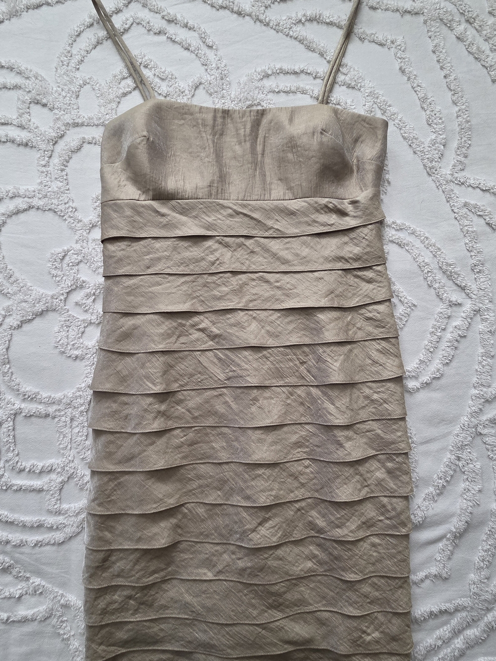 Jessica Howard Strapless Taupe Layered Bandage Dress